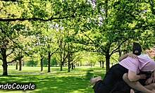 Real muslim couple sneaks outdoor park affair