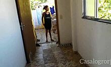Skinny filipina teen 18+ handles chores with secret butt challenge
