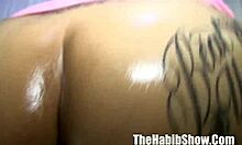 ghetto ebony queen's phat booty bent over ripped clothes for monster black cock banging