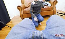 shy nerdy petite with innocent eyes gives sloppy deepthroat