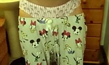She soaks her panties peeing while teasing in lingerie and stockings