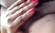 Gorgeous Ebony Squirter Teases BF With Horny Fingering Orgasm