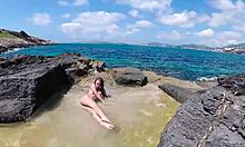 Russian Nudist Sasha Bikeyeva Dances Nude on Mallorca Beach