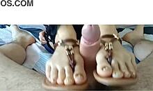 wanna see this amateur wife stroking that uncircumcised fan cock with her sandals?