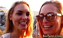 brunette lesbian gets fingers deep in pussy before hot tongue action