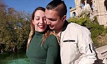 skinny french liz flashes and fucks in front of her guy voyeur style 😏