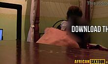 horny african teen slurps big white cock from her friend in steamy blowjob session