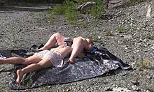 lesbian licks juicy pawg friend's fat shaved pussy outdoors until clitoral orgasm cunnilingus