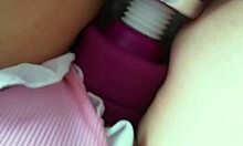 cute milf grabs vibrator teases pussy till squirting orgasm
