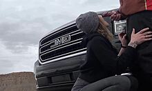 Blowjob next to road so people watch our public hotel suck
