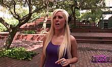 brooklyn flashes her shaved pussy and small tits outdoors in tampa