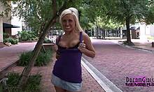 brooklyn flashes her shaved pussy and small tits outdoors in tampa