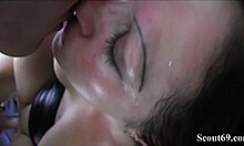 german milf blows young stud's monster cock in homemade facial video