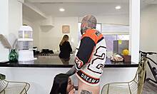 I pound whore doggystyle bent over while wife ignores nearby