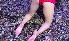 thick assed japanese teen sweats through red panty workout