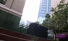 brooklyn flashes her shaved pussy and small tits outdoors in tampa