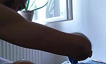 rough pounding hairy rasta girl's wet pussy cowgirl style