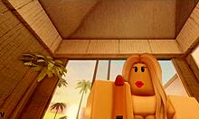 Roblox slutty blonde teen fucked hard by stepdad at beach