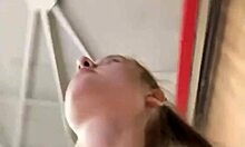 Teen squirts fountain orgasm publicly fingering wet pussy closeup