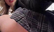 cute blue eyed teen caught flashing pussy outdoors ready to cum