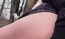 cute blue eyed teen caught flashing pussy outdoors ready to cum