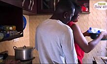 horny dude skips food fucks curvy ebony big ass bent over office desk