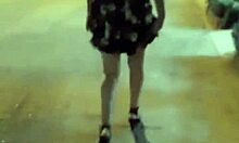 Hot Peruvian struts streets then fingers herself in boyfriend's car