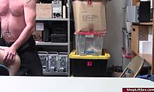 Horny Officer Facefucks 19yo Thief Tattoo Blonde Petite in Lingerie Ass Licking Domination Office