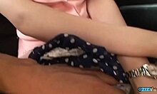 I finger cute asian teen in car then she blows my hard cock outdoors