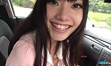 I finger cute asian teen in car then she blows my hard cock outdoors