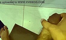 Cuckold husband jerks off watching close-up, moans loud in Portuguese