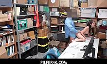 Creepy guard fucks shaved teen shoplifter in garage