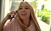 i'm sucking his cock off deep while chatting with stepmom on phone, pussy dripping wet