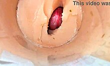 close-up camera inside tight pussy explodes with huge cumshot