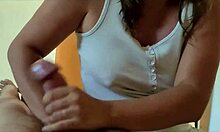 narrating her colleague's huge cock handjob in the hotel with dirty talk