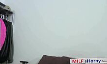 big tits brunette stepmom cheats bending over for stepson's doggystyle hairy pussy slam