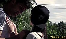Petite teen ass POUNDED hard outdoors