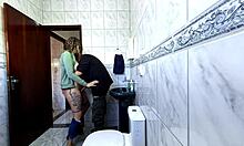 Step-niece sneaks into the BATHROOM alone, starts with a sneaky rub that turns into intense DRY HUMP action