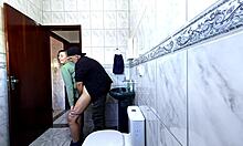 Step-niece sneaks into the BATHROOM alone, starts with a sneaky rub that turns into intense DRY HUMP action