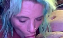 streetwalker deepthroats cock publicly at night swallowing all hot cum