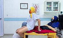 Muslim hijab doctor rides patient cock right in front of his watching wife