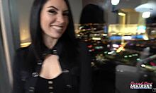 Inked brunette ashley wolf masturbates pov dildo stuffing trimmed pussy rubbing natural tits
