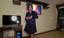 Neighbor Teen in School Uniform Gets Creampied Outside Her House POV