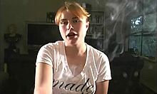 katie smokes seductively, blonde hottie can't resist!!