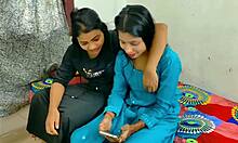 rajesh fucks sister-in-law and wife together on bed in wild threesome