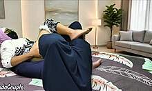 Malaysian Muslim Hijab Wife Licks My Juicy Hairy Pussy in Bedroom Lesbian Playtime