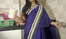 desi bhabhi sips tea then neighbor drills her kitchen style