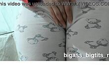 watch this fat milf masturbate bent over in pajamas showing off her curvy cameltoe!