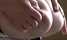 milking mommy's huge lactating tits with toys and massage turns into wet pussy play