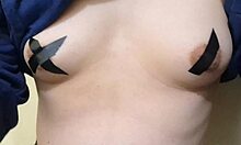 Blonde Sissy Milks Nipples While Slapping With Big Dildo